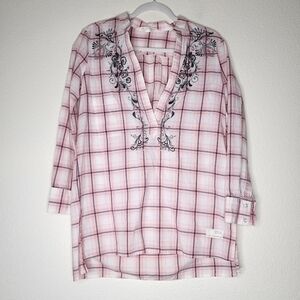 Odd Molly Anthropologie Buttondown Embroidered Shirt Top 0